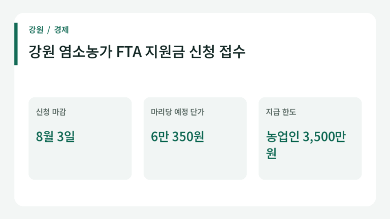 강원 염소농가 FTA 피해보전직접지불금 신청 일정과 예정 지원 기준.
